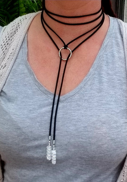 Y Lariat wrap choker necklace