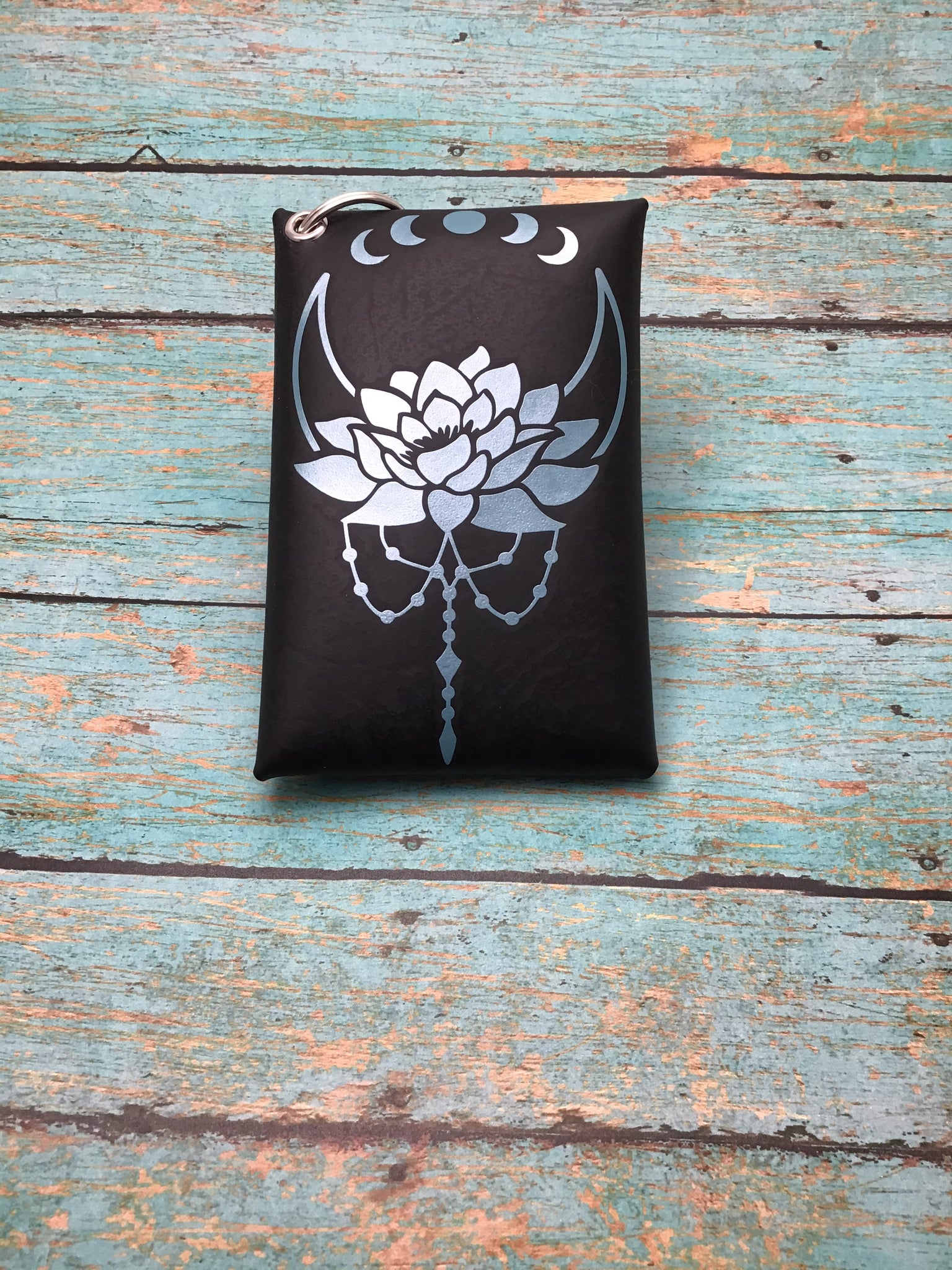 Lotus moon keychain pouch