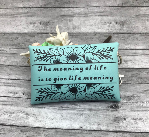 Flower life quote keychain pouch