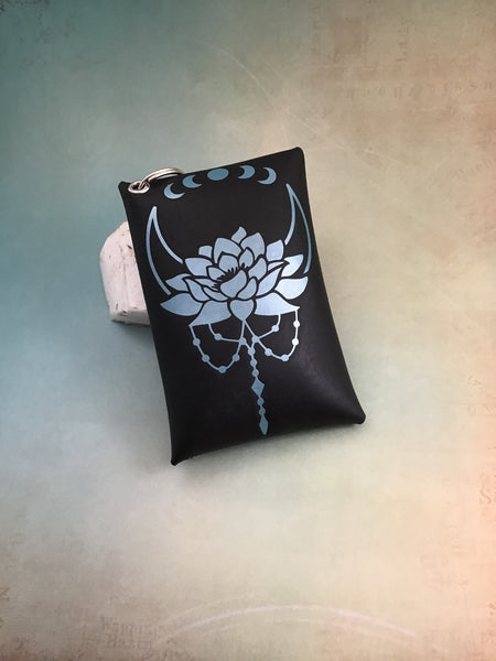 Lotus moon keychain pouch