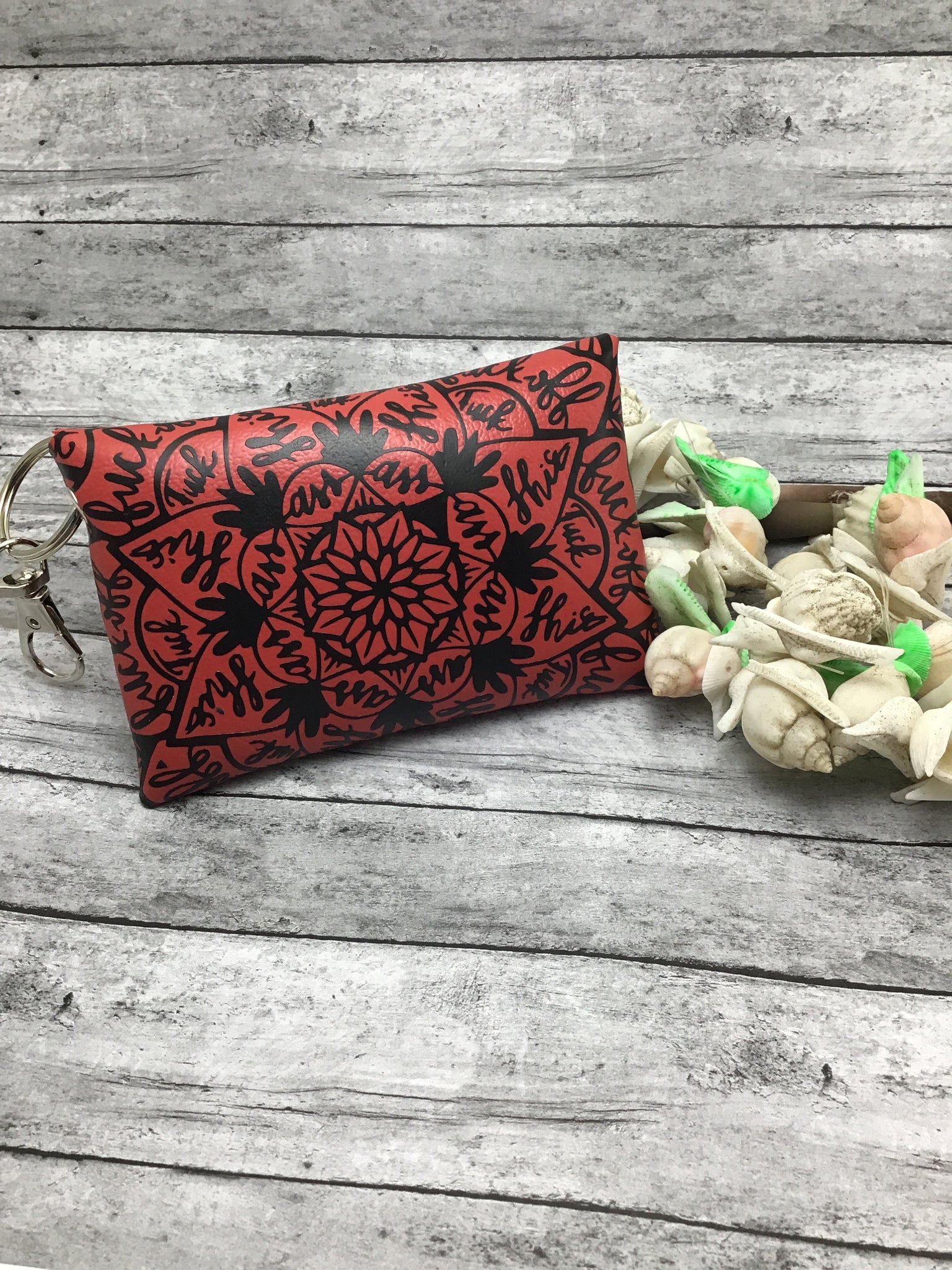 Curse words mandala keychain pouch